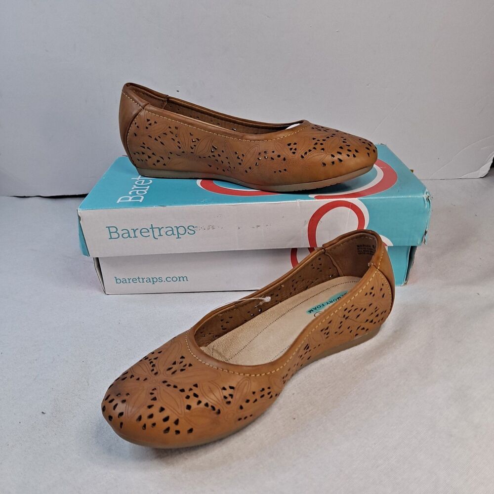 Baretraps Mariah Ballet Flats Inside Wedge Women's 6.5W Faux Leather Caramel
